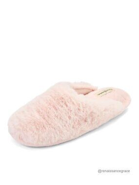 Plush Faux Fur Slide-On Scuff Slippers Memory Foam Indoor Outdoor